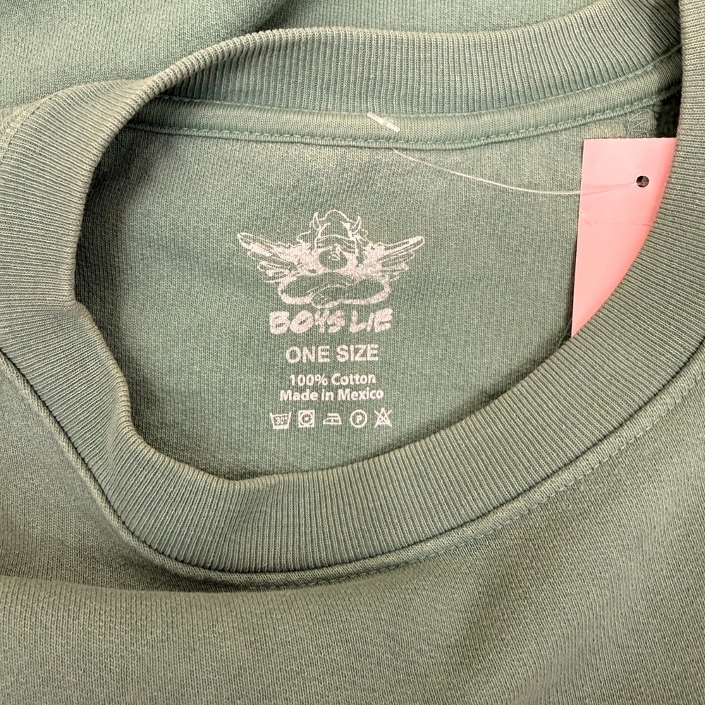Boys Lie Sweatshirt Womens OS Green Excellent Angel Graphic Oversized Pullover - Picture 4 of 4